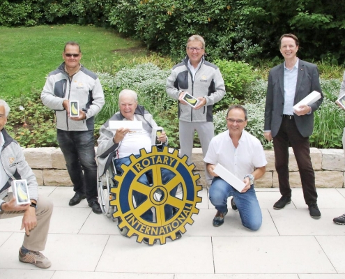 Arndt Schmidt, Präsident Rotary Club Coburg Max Beyersdorf, Thomas Lessig, Prinz Andreas von Sachsen Coburg und Gotha , Berthold Lendner, Thomas Engel, Prof. Johannes Kraft und Ralf Faass. (v.l.)